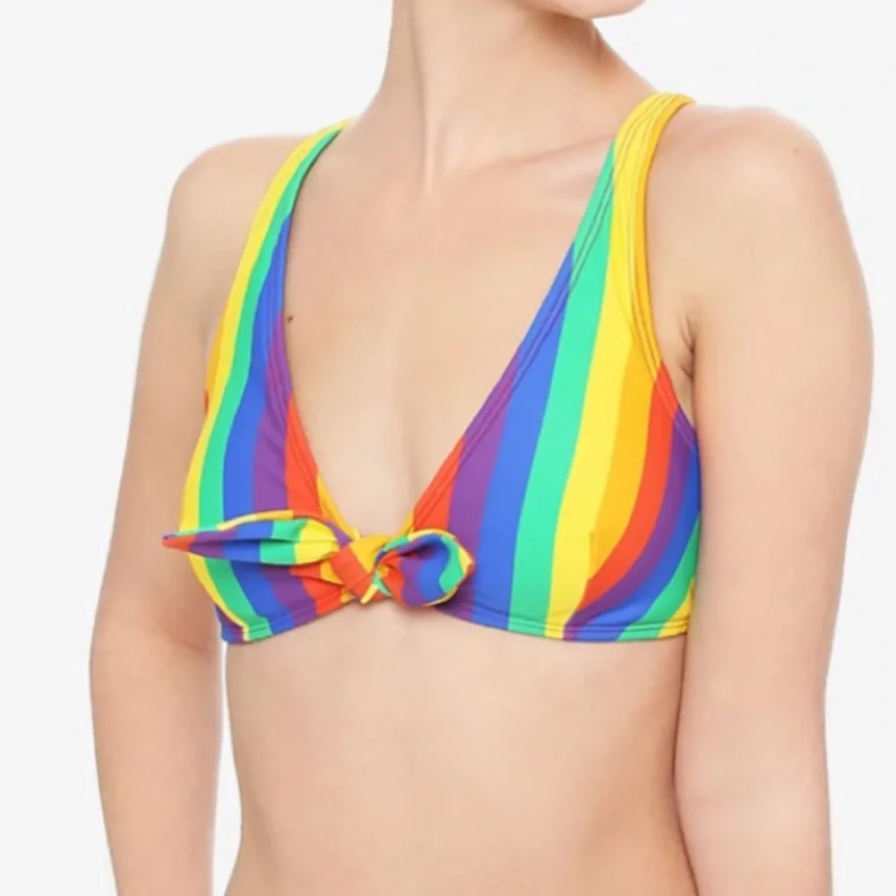 Rainbow Stripe Swim Top Hot Topic‎